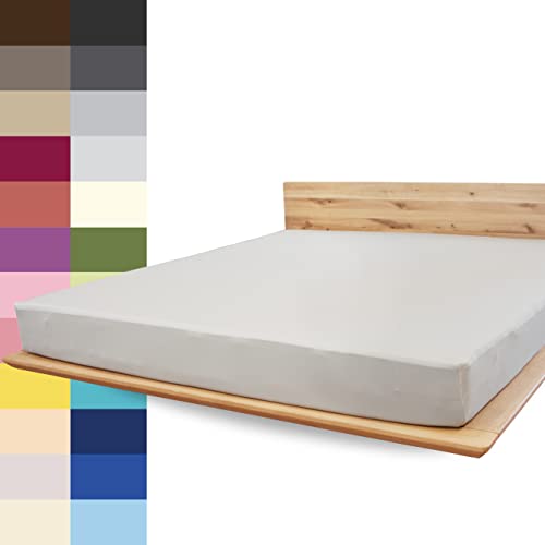 JONA SLEEP® Spann-Bettlaken (140-160 x 200 cm) Premium Spannbettlaken - 220gm² - hält über 150 Wäschen Stand | ÖKO-TEX 100 (Chrom) von JONA SLEEP