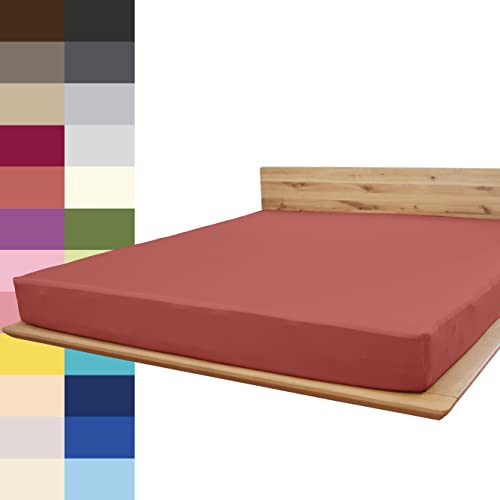 JONA SLEEP® Spann-Bettlaken (180-200 x 200 cm) Premium Spannbettlaken - 220gm² - hält über 150 Wäschen Stand | ÖKO-TEX 100 (Kirsch) von JONA SLEEP