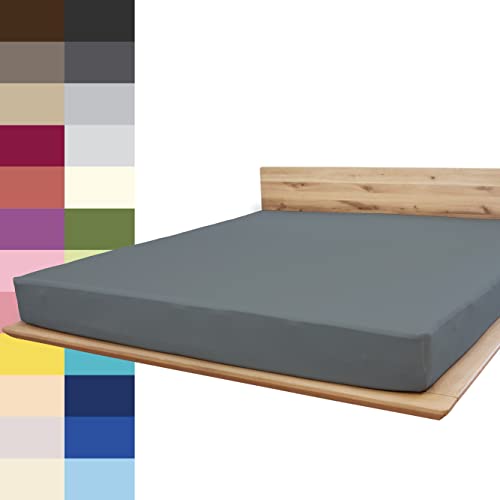 JONA SLEEP® Spann-Bettlaken (90-100 x 200 cm) Premium Spannbettlaken - 220gm² - hält über 150 Wäschen Stand | ÖKO-TEX 100 (Anthrazit) von JONA SLEEP