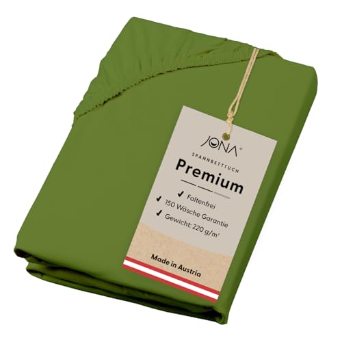JONA SLEEP® Spann-Bettlaken (90-100 x 200 cm) Premium Spannbettlaken - 220gm² - hält über 150 Wäschen Stand | ÖKO-TEX 100 (Olivengrün) von JONA SLEEP