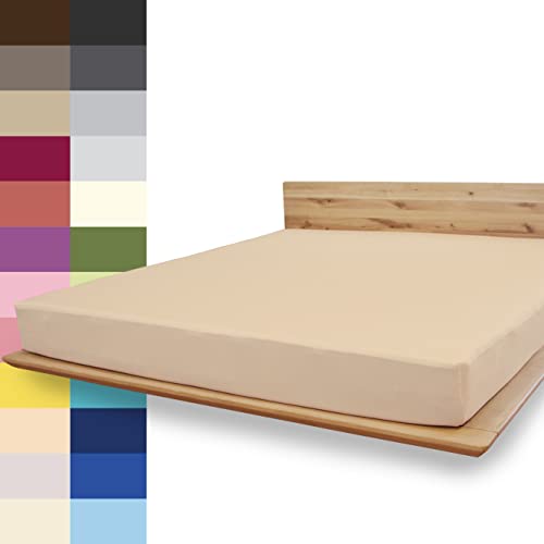 JONA SLEEP® Spann-Bettlaken (120-130 x 200 cm) Premium Spannbettlaken - 220gm² - hält über 150 Wäschen Stand | ÖKO-TEX 100 (Hellbeige) von JONA SLEEP