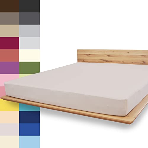 JONA SLEEP® Spann-Bettlaken (180-200 x 200 cm) Premium Spannbettlaken - 220gm² - hält über 150 Wäschen Stand | ÖKO-TEX 100 (Kiesel) von JONA SLEEP