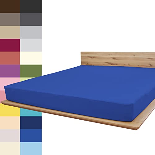 JONA SLEEP® Spann-Bettlaken (90-100 x 200 cm) Premium Spannbettlaken - 220gm² - hält über 150 Wäschen Stand | ÖKO-TEX 100 (Marine) von JONA SLEEP