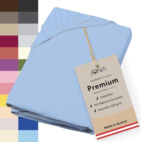 JONA SLEEP® Spann-Bettlaken (140-160 x 200 cm) Premium Spannbettlaken - 220gm² - hält über 150 Wäschen Stand | ÖKO-TEX 100 (Bleu) von JONA SLEEP