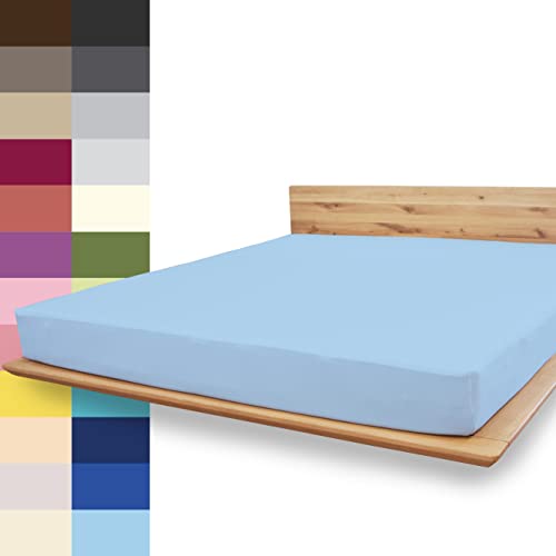 JONA SLEEP® Spann-Bettlaken (180-200 x 200 cm) Premium Spannbettlaken - 220gm² - hält über 150 Wäschen Stand | ÖKO-TEX 100 (Bleu) von JONA SLEEP