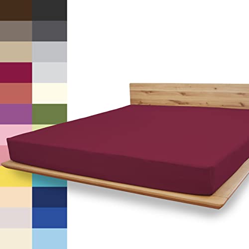 JONA SLEEP® Spann-Bettlaken (140-160 x 200 cm) Premium Spannbettlaken - 220gm² - hält über 150 Wäschen Stand | ÖKO-TEX 100 (Brombeere) von JONA SLEEP