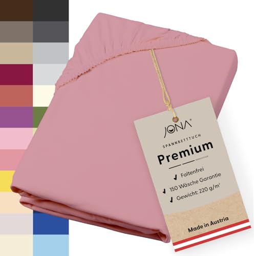 JONA SLEEP® Spann-Bettlaken (140-160 x 200 cm) Premium Spannbettlaken - 220gm² - hält über 150 Wäschen Stand | ÖKO-TEX 100 (Dunkelmattrose) von JONA SLEEP