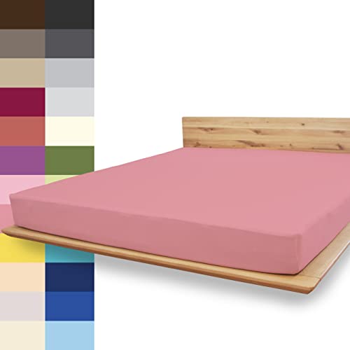 JONA SLEEP® Spann-Bettlaken (180-200 x 200 cm) Premium Spannbettlaken - 220gm² - hält über 150 Wäschen Stand | ÖKO-TEX 100 (Dunkelmattrose) von JONA SLEEP