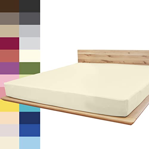 JONA SLEEP® Spann-Bettlaken (90-100 x 200 cm) Premium Spannbettlaken - 220gm² - hält über 150 Wäschen Stand | ÖKO-TEX 100 (Elfenbein) von JONA SLEEP