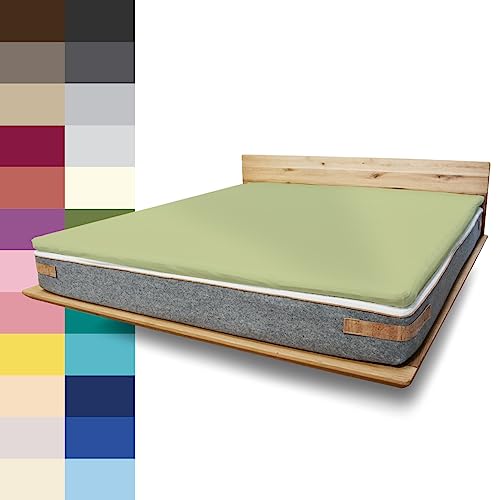 JONA SLEEP Topper-Bezug (100x200 cm) Grün, Topper Spannbettlaken Boxspringbett aus Baumwolle - Öko Tex - Topper Spannbetttuch für einfaches Beziehen (Apfel, 100 x 200 cm) von JONA SLEEP