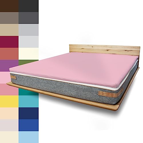 JONA SLEEP Topper-Bezug (100x200 cm) Rosa, Topper Spannbettlaken Boxspringbett aus Baumwolle - Öko Tex - Topper Spannbetttuch für einfaches Beziehen (Rosenholz, 100 x 200 cm) von JONA SLEEP