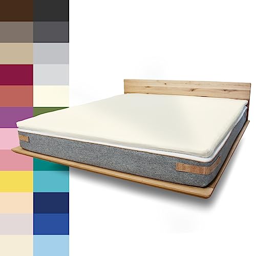 JONA SLEEP Topper-Bezug (160x200 cm) Natur, Topper Spannbettlaken Boxspringbett aus Baumwolle - Öko Tex - Topper Spannbetttuch für einfaches Beziehen (Natur, 160 x 200 cm) von JONA SLEEP