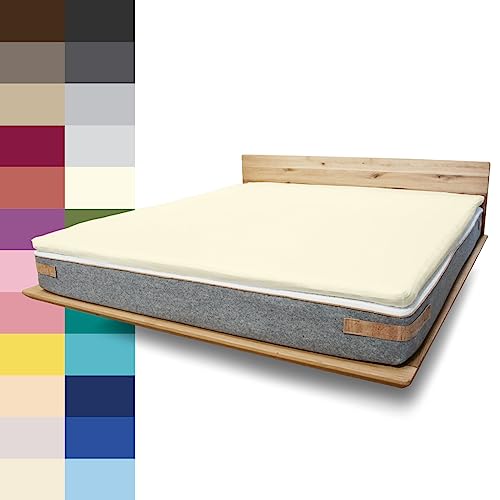 JONA SLEEP Topper-Bezug (180x200 cm) Elfenbein, Topper Spannbettlaken Boxspringbett aus Baumwolle - Öko Tex - Topper Spannbetttuch für einfaches Beziehen (Elfenbein, 180 x 200 cm) von JONA SLEEP
