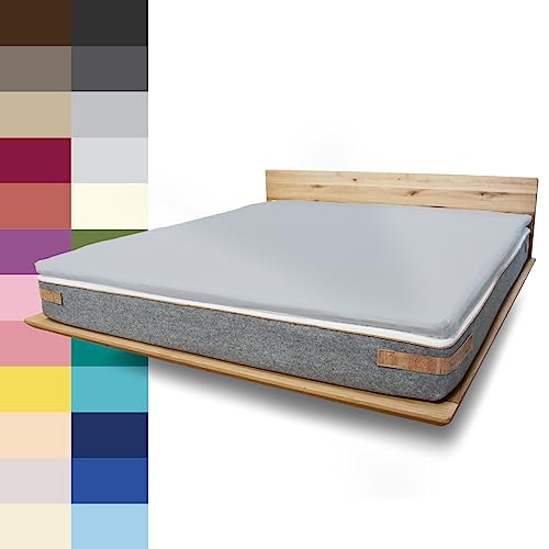 JONA SLEEP Topper-Bezug (180x200 cm) Grau, Topper Spannbettlaken Boxspringbett aus Baumwolle - Öko Tex - Topper Spannbetttuch für einfaches Beziehen (Grafit, 180 x 200 cm) von JONA SLEEP