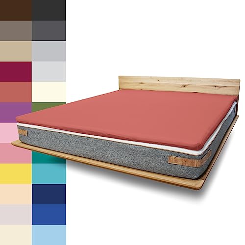 JONA SLEEP Topper-Bezug (180x200 cm) Rot, Topper Spannbettlaken Boxspringbett aus Baumwolle - Öko Tex - Topper Spannbetttuch für einfaches Beziehen (Kirsch, 180 x 200 cm) von JONA SLEEP