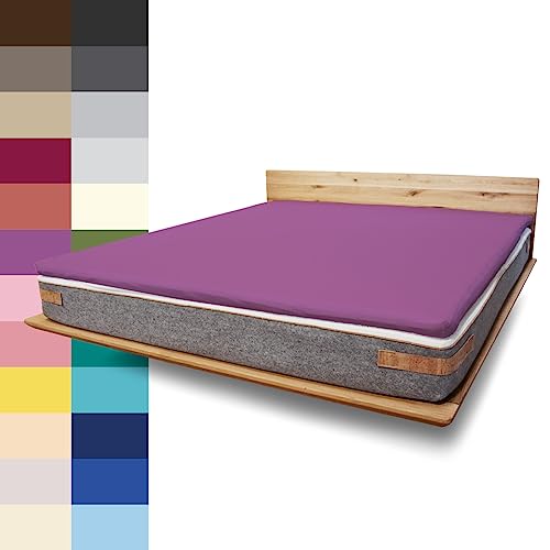 JONA SLEEP Topper-Bezug (180x200 cm) Topper Spannbettlaken Boxspringbett aus Baumwolle - Öko Tex - Bettlaken für einfaches Beziehen (dunkel Magenta, 180 x 200 cm) von JONA SLEEP