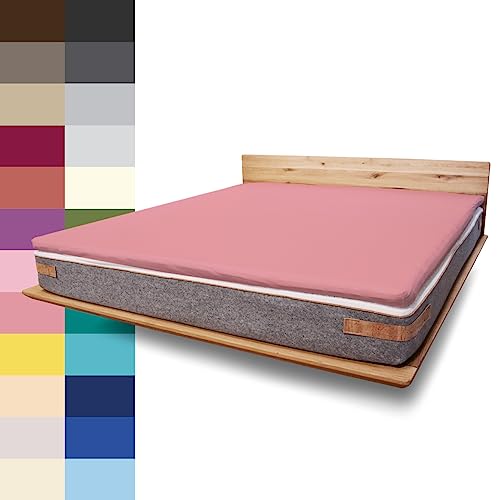 JONA SLEEP Topper-Bezug (180x200 cm) Topper Spannbettlaken Boxspringbett aus Baumwolle - Öko Tex - Bettlaken für einfaches Beziehen (mattrose, 80-90 x 200 cm) von JONA SLEEP