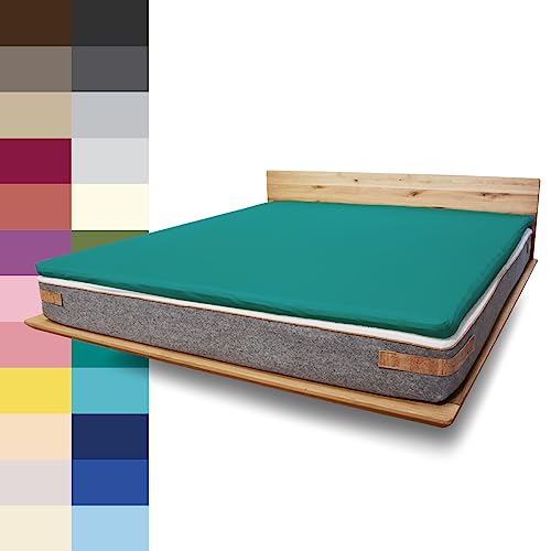 JONA SLEEP Topper-Bezug (180x200 cm) Topper Spannbettlaken Boxspringbett aus Baumwolle - Öko Tex - Bettlaken für einfaches Beziehen (smaragd, 160 x 200 cm) von JONA SLEEP