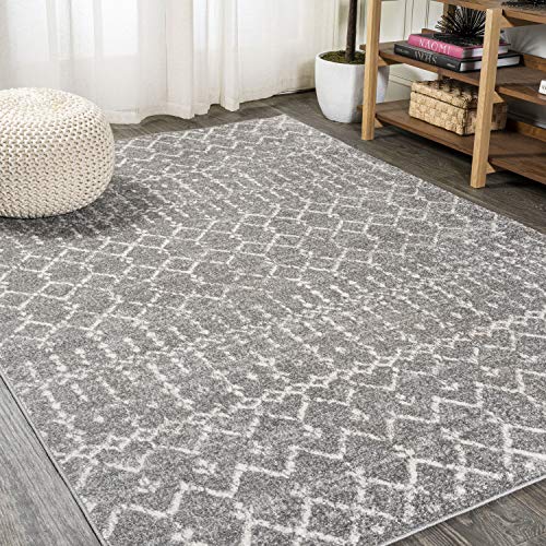 JONATHAN Y MOH101C-8 Marokkanischer Hype Boho Vintage Diamant Teppich Bohemian, pflegeleicht, Schlafzimmer, Küche, Wohnzimmer, Nicht fusselnd, 240 cm x 300 cm, Grau/Elfenbein von JONATHAN Y