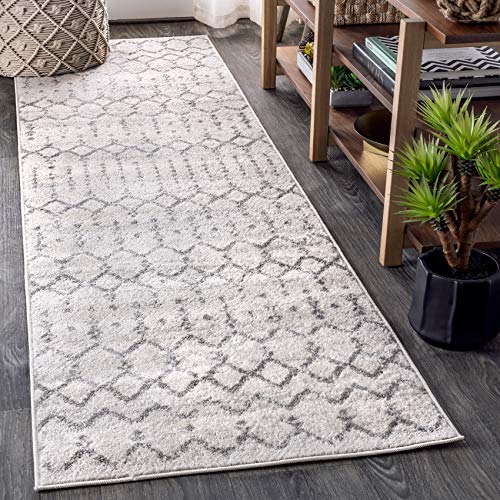 JONATHAN Y Marokkanischer Hype Boho Vintage Diamond Area Rugs, Polypropylen (PP), 60 X 240 cm, Cream/Gray von JONATHAN Y