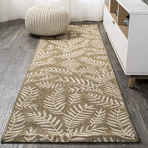 JONATHAN Y Nevis SMB119A-28 Läufer mit Palmenfront, für Innen- und Außenbereich, 60 x 240 cm, Braun/Beige von JONATHAN Y