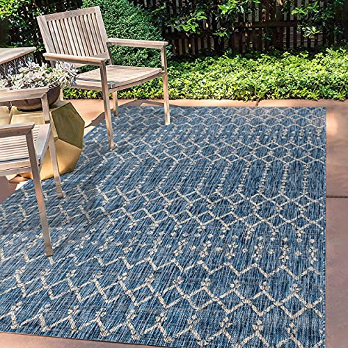 JONATHAN Y Uika marokkanischer geometrischer strukturierter Weave Innen-/Außenbereich Area Rugs, Polypropylene, 150 X 240 cm, Navy/Light Gray von JONATHAN Y