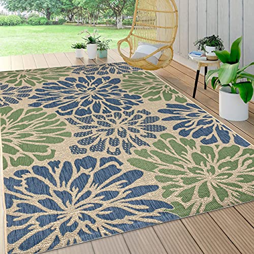 JONATHAN Y SMB110B-8 Zinnia Modernes florales Strukturgeflecht Teppich Bohemian Coastal, pflegeleicht, Schlafzimmer, Küche, Garten, Terrasse, Nicht fusselnd, 240 cm x 300 cm, Marine/Grün JONATHAN Y SMB110B-8 Zinnia Modernes florales Strukturgeflecht Teppich Bohemian Coastal, pflegeleicht, Schlafzimmer, Küche, Garten, Terrasse, Nicht fusselnd, 240 cm x 300 cm, Marine/Grün von JONATHAN Y