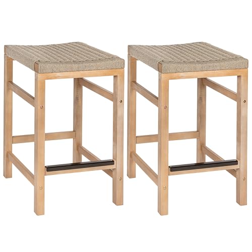 Jonathan Y CSL1201A-SET2 Armand Moderner Küchenhocker aus Akazienholz, rückenfrei, für den Außenbereich, mit gewebtem Seilsitz, für Pool, Deck, Pool, helles Teak/Elfenbeinfarben, 2 Stück Jonathan Y CSL1201A-SET2 Armand Moderner Küchenhocker aus Akazienholz, rückenfrei, für den Außenbereich, mit gewebtem Seilsitz, für Pool, Deck, Pool, helles Teak/Elfenbeinfarben, 2 Stück von JONATHAN Y