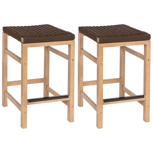 Jonathan Y CSL1201C-SET2 Armand Moderner Küchenhocker aus Akazienholz, rückenfrei, für den Außenbereich, mit gewebtem Seilsitz, für Pool, Deck, Pool, Hellteak/Braun, 2 Stück Jonathan Y CSL1201C-SET2 Armand Moderner Küchenhocker aus Akazienholz, rückenfrei, für den Außenbereich, mit gewebtem Seilsitz, für Pool, Deck, Pool, Hellteak/Braun, 2 Stück von JONATHAN Y