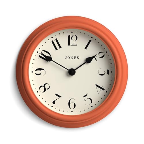 JONES CLOCKS® Frieze wanduhr | Kleine Elegante Klassische runde Uhr | 23cm | Terrakotta orange | Hübsches Design, ideal für küche, Wohnzimmer, Schlafzimmer, große oder kleine räume von JONES CLOCKS