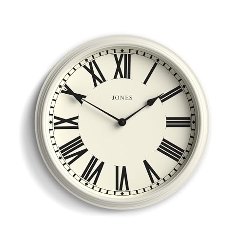 JONES CLOCKS® Hackney wanduhr | Klassische Uhr mit römischen ziffern | 30cm | Blasscreme | Traditionelles Design, das perfekt zu küchen, fluren oder wohnräumen mit Charakter passt. von JONES CLOCKS