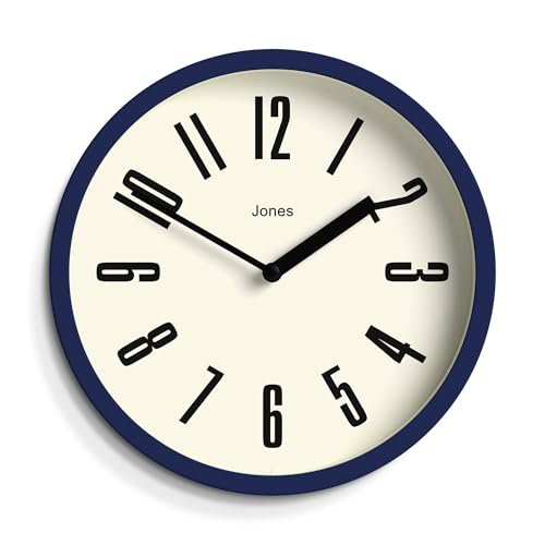 JONES CLOCKS® Hot Tub wanduhr | Kleine Retro runde Uhr | 20cm | Dunkelblau | Leicht lesbare Zahlen | Ideal für küche, büro, kinderzimmer, großen oder kleinen Raum von JONES CLOCKS