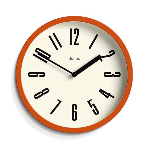 JONES CLOCKS® Hot Tub wanduhr | Kleine Retro runde Uhr | 20cm | Orange | Leicht lesbare Zahlen | Ideal für küche, büro, kinderzimmer, großen oder kleinen Raum von JONES CLOCKS