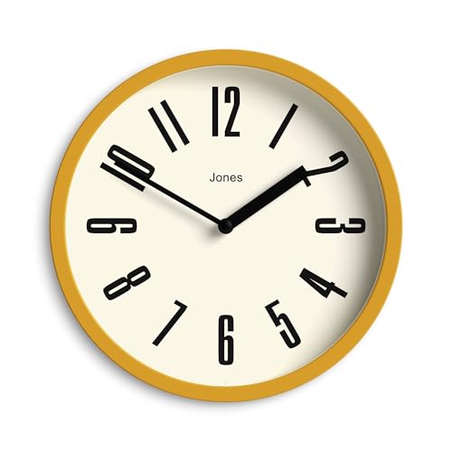 JONES CLOCKS® Hot Tub wanduhr | Kleine Retro runde Uhr | 20cm | Senfgelb | Leicht lesbare Zahlen | Ideal für küche, büro, kinderzimmer, großen oder kleinen Raum von JONES CLOCKS
