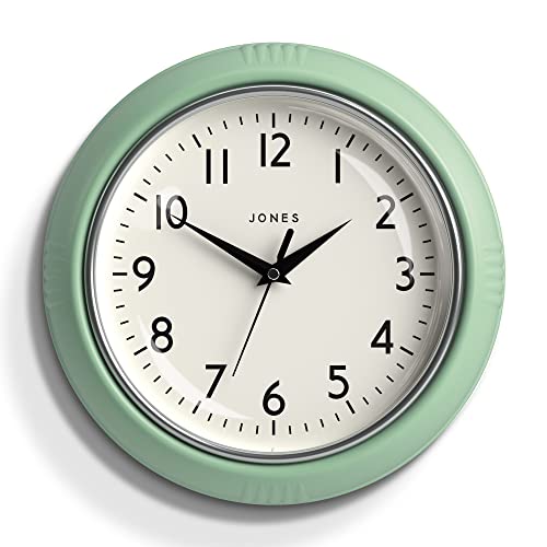 JONES CLOCKS® Ketchup-Wanduhr, Retro-Design, perfekt für die Küche, Heimbüro, Schlafzimmer 25cm (Neo-Minze) von JONES CLOCKS