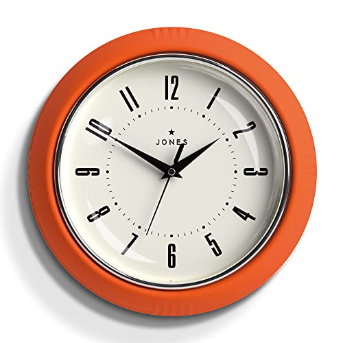 JONES CLOCKS® Ketchup-Wanduhr, Retro-Design, perfekt für die Küche, Heimbüro, Schlafzimmer 25cm (Orange) von JONES CLOCKS