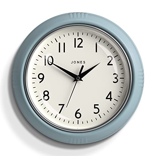 JONES CLOCKS® Ketchup-Wanduhr, Retro-Design, perfekt für die Küche, Heimbüro, Schlafzimmer 25cm (Hellblau) von JONES CLOCKS