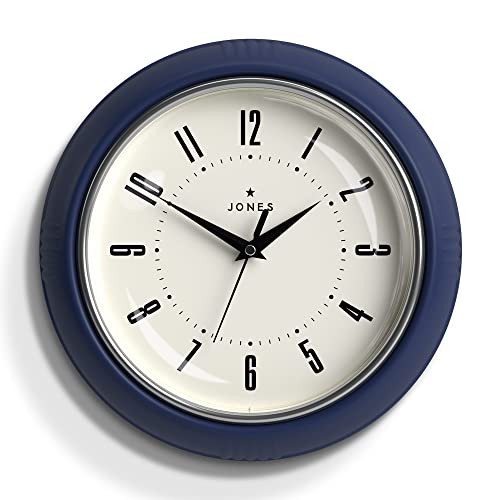 JONES CLOCKS® Ketchup-Wanduhr, Retro-Design, perfekt für die Küche, Heimbüro, Schlafzimmer 25cm (Indigo Blau) von JONES CLOCKS