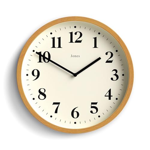 JONES CLOCKS® Lodge wanduhr | Kleine Moderne Uhr | 25cm | Mittleres holzimitat | Klassischer zeitgenössischer Stil für küche, Wohnzimmer oder büro von JONES CLOCKS
