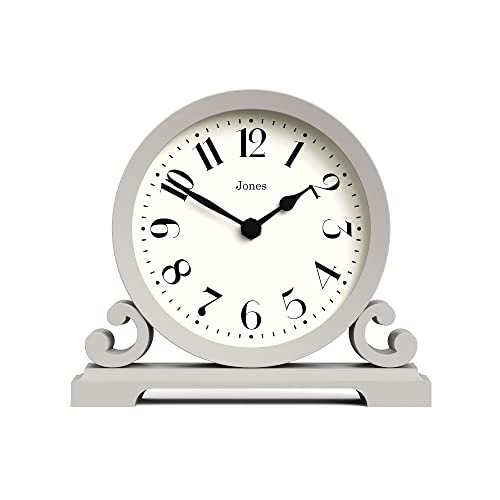 JONES CLOCKS® Saloon Kaminuhr - Traditionelles/klassisches Design - Schlafzimmeruhr - Wohnzimmeruhr - Bürouhr - Kaminuhr - Schreibtischuhr - Regaluhr - Kleine Uhr (Wolkengrau) von JONES CLOCKS