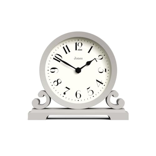 JONES CLOCKS® Saloon Kaminuhr - Traditionelles/klassisches Design - Schlafzimmeruhr - Wohnzimmeruhr - Bürouhr - Kaminuhr - Schreibtischuhr - Regaluhr - Kleine Uhr (Wolkengrau) von JONES CLOCKS