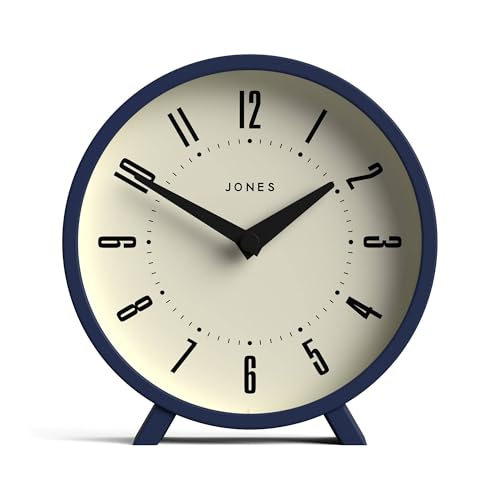 JONES CLOCKS® Venus schreibtischuhr | Modernes rundes Design | Blau | Stilvoller retrolook für Regal, Tisch, kaminsims oder nachttisch von JONES CLOCKS