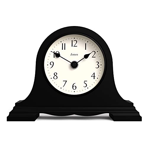 JONES CLOCKS® Speakeasy Kaminsimsuhr - Traditionelles/Klassisches Design - Schlafzimmeruhr - Wohnzimmeruhr - Bürouhr - Kaminsimsuhr - Schreibtischuhr - Regaluhr - Kleine Uhr (Schwarz) von JONES CLOCKS