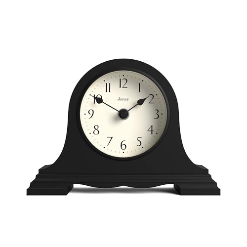 JONES CLOCKS® Speakeasy kaminuhr | Klassisches Design des napoleonhutes | Schwarz | Zeitgenössischer klassischer Stil für Schreibtisch, Tisch, Regal oder nachttisch von JONES CLOCKS