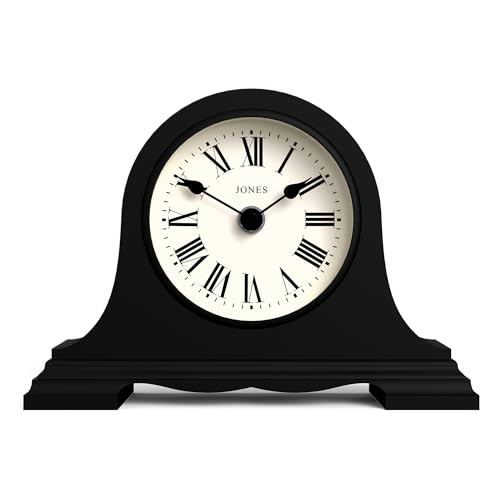 JONES CLOCKS® Speakeasy Kaminuhr – Napoleon-Hutuhr – Traditionelles/Klassisches Design - römische Ziffern – Schlafzimmeruhr – Wohnzimmeruhr – Kaminuhr – Regaluhr (Schwarz) von JONES CLOCKS