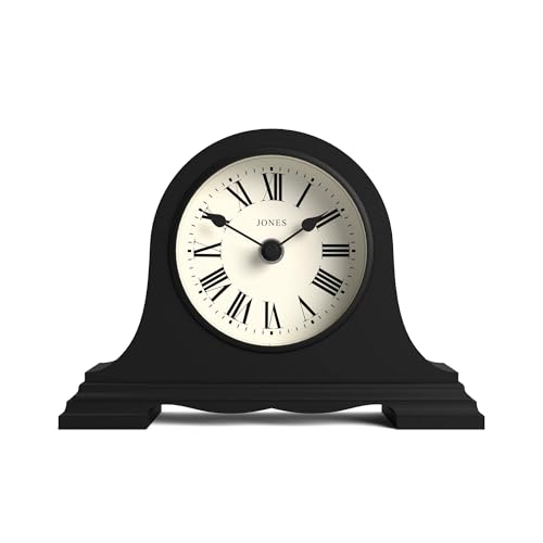 JONES CLOCKS® Speakeasy kaminuhr | Klassisches Design des napoleonhutes | Schwarz | Römische ziffern | Traditioneller Stil für Schreibtisch, Tisch, Regal oder nachttisch von JONES CLOCKS