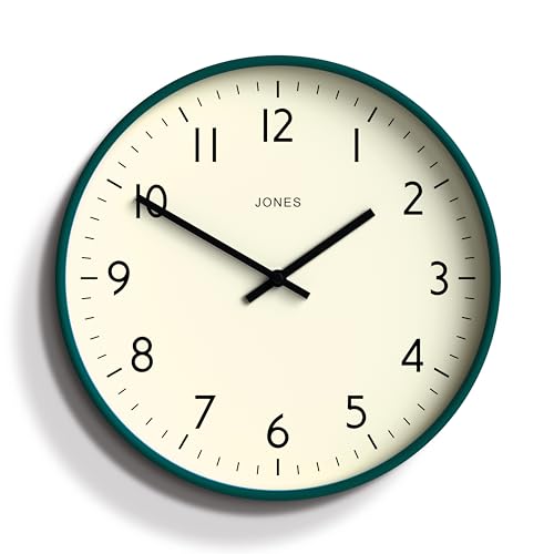 JONES CLOCKS® Studio Runde Wanduhr – Runde Uhr – Moderne Uhr – Designer Wand Uhren – Küchenuhr – Wohnzimmeruhr – Bürouhr – Leicht ablesbares Zifferblatt – 30cm (Grün) von JONES CLOCKS