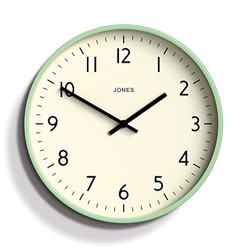 JONES CLOCKS® Studio Runde Wanduhr – Runde Uhr – Moderne Uhr – Designer Wand Uhren – Küchenuhr – Wohnzimmeruhr – Bürouhr – Leicht ablesbares Zifferblatt – 30cm (Neo-Mint) von JONES CLOCKS