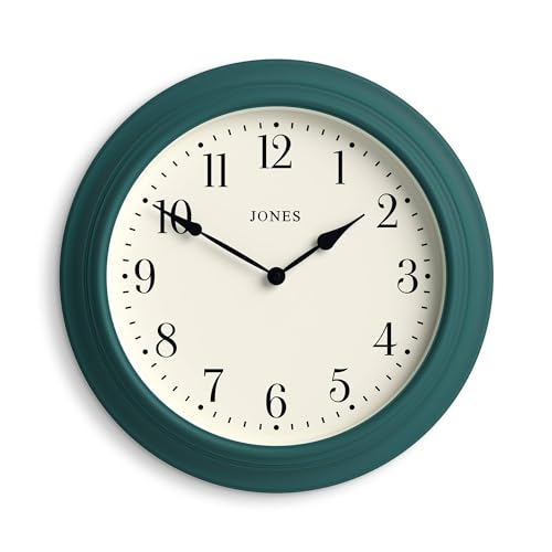 JONES CLOCKS® Supper Club wanduhr | Große Klassische runde Uhr | 40cm | Pfau blau | Leicht lesbare Zahlen | Traditionelles Design, ideal für küche oder Wohnzimmer von JONES CLOCKS