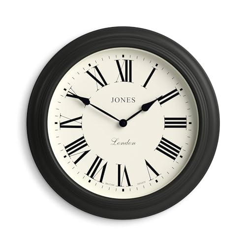 JONES CLOCKS® Supper Club wanduhr | Große Klassische runde Uhr | 40cm | Dunkelgrau | Römische ziffern | Traditionelles Design, ideal für küche oder Wohnzimmer von JONES CLOCKS